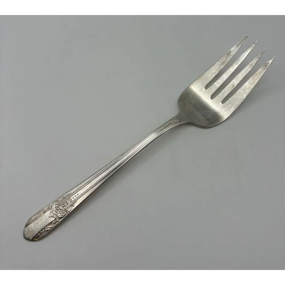 Wm Rogers 1939 Reflection Meat Serving Fork Extra Plate Silver Plated Floral